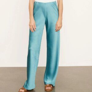 Vince Satin Bias Cut Pants, Deep Lagoon, Size S, NWT